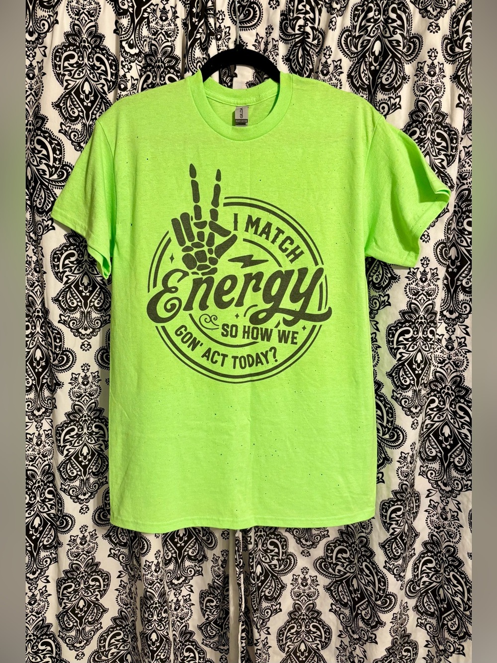 Unisex - Gildan Neon Green "I Match Energy" Graphic Tee